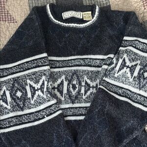 Michaels Men's Charcoal and White Crewneck Sweater